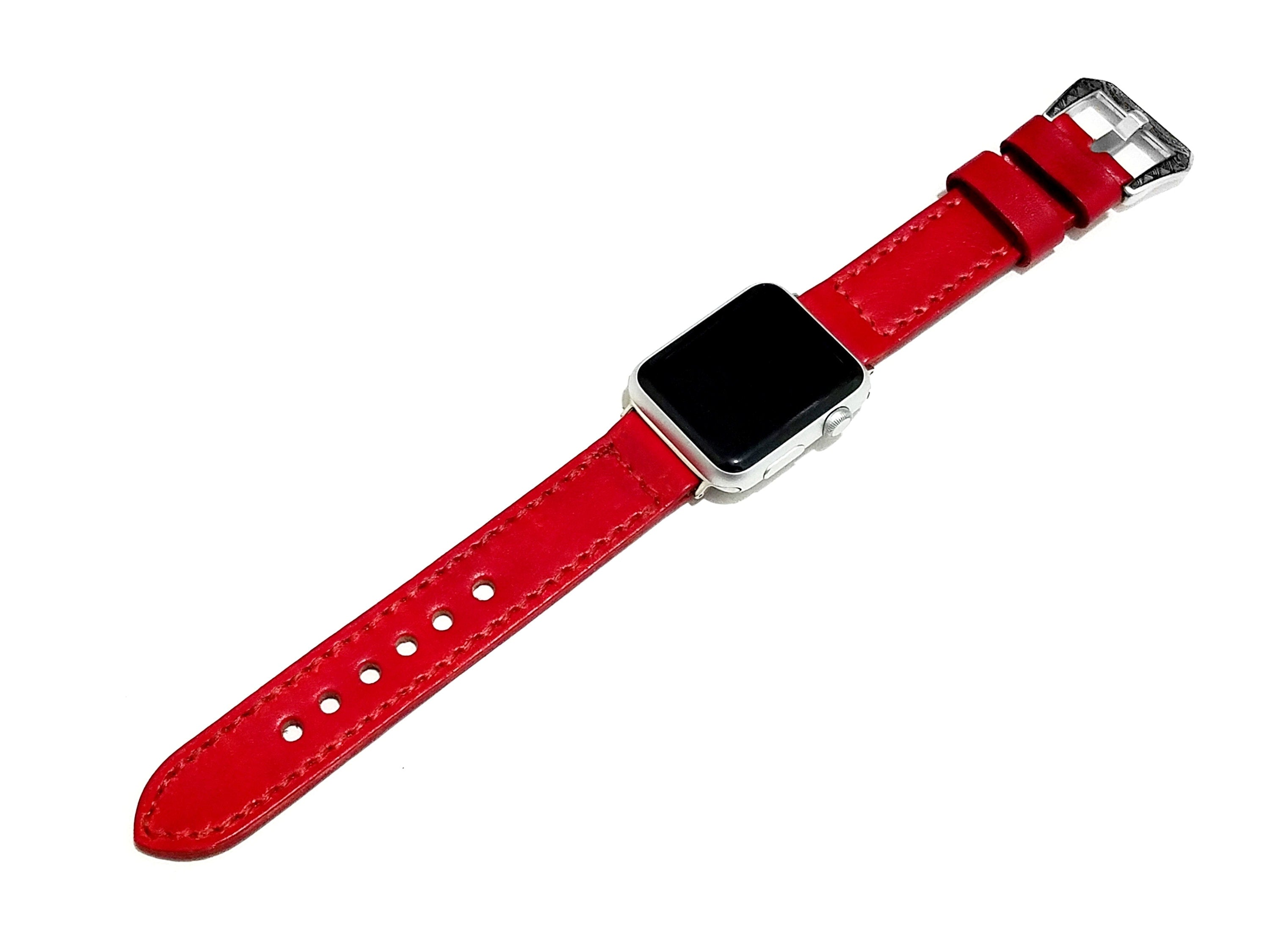 Apple Watch Ultra 2 9 8 7 SE 6 5 4 3 2 1 Red Brushed Color Band for iWatch 38mm 40mm 41mm 42mm 44mm 45mm 49mm Stitched Strap Bracelet
